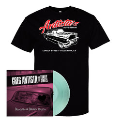 Greg Antista & The Lonely Streets 'Automotive & LP" Bundle Black Shirt